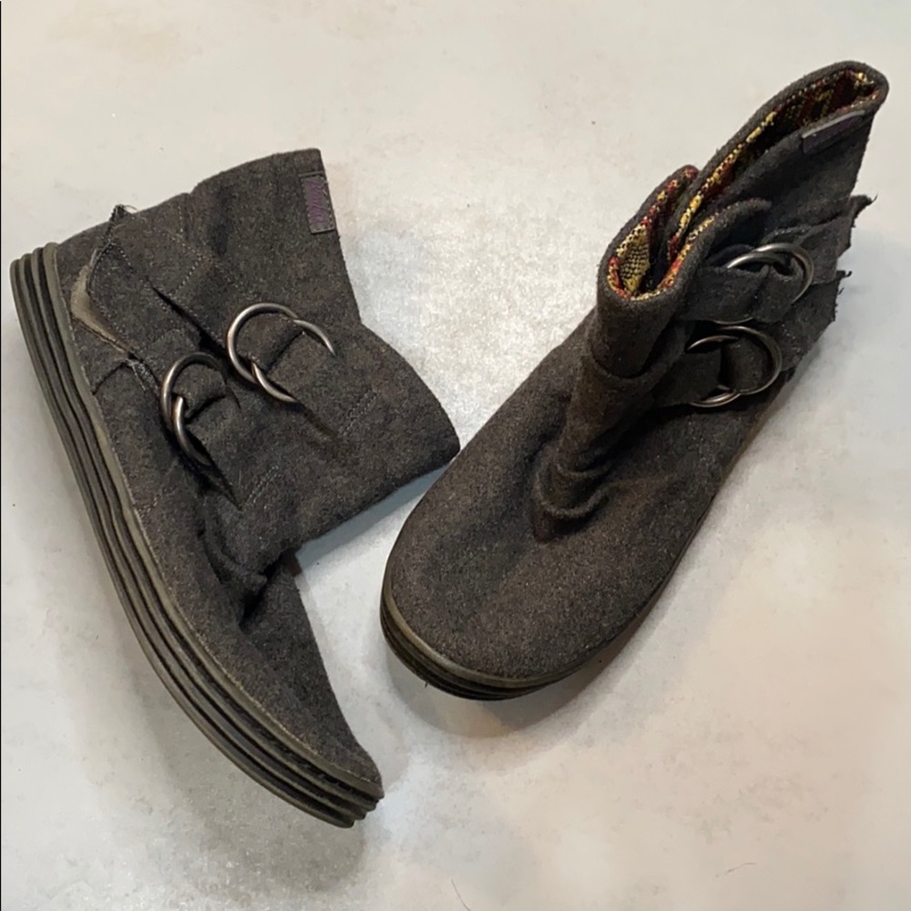 Dark Gray Fabric Blowfish booties size 6.5